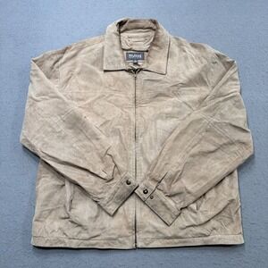 Vintage Wilsons Jacket Mens XL Beige Harrington Leather Suede Classic Fit Bomber